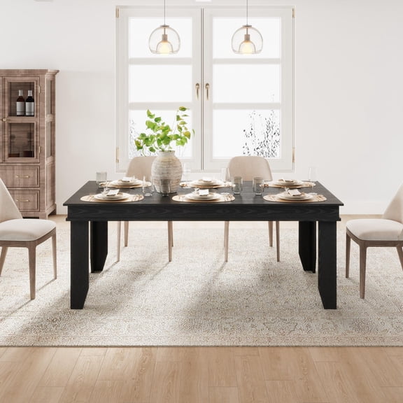 TROPOW Farmhouse Dining Table for 6-8 People, 71 in Long Kitchen Tables with Wooden Sturdy Frame, 6 ft Large Rectangular Dinner Table for Dining Room, Kitchen