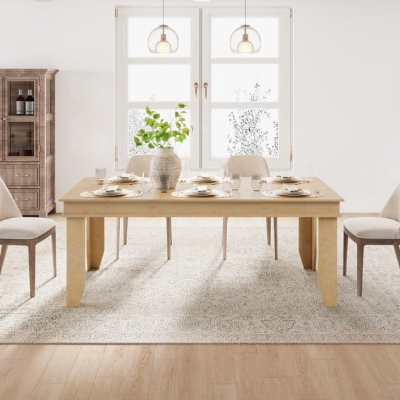 TROPOW Farmhouse Dining Table for 6-8 People, 71 in Long Kitchen Tables with Wooden Sturdy Frame, 6 ft Large Rectangular Dinner Table for Dining Room, Kitchen