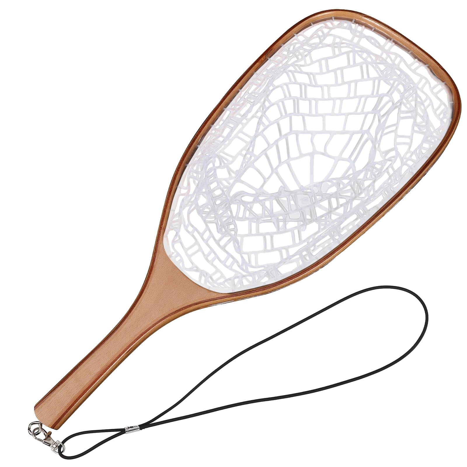 curved fly fishing nets SUNMME Foldable and Retractable net Fishing Net Landing Catch Release Trout Net with Wooden Handle Fishing Gear Trout Fishing Fishing Landing Net Trout Net Easy to Carry and Storage Easy Storage Curved-Handle Net River Song