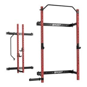 TROPOW Folding Wall Mounted Squat Rack 1000 lbs Capacity Power Rack for Home Gym, Space-Saving Foldable Squat Rack with Pull-Up Bar & Landmine, Heavy-Duty 2.36" x 2.36" Steel Frame Power Cage