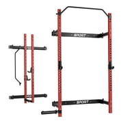 TROPOW Folding Wall Mounted Squat Rack   1000 lbs Capacity Power Rack for Home Gym, Space-Saving Foldable Squat Rack with Pull-Up Bar & Landmine, Heavy-Duty 2.36 x 2.36 Steel Frame Power Cage