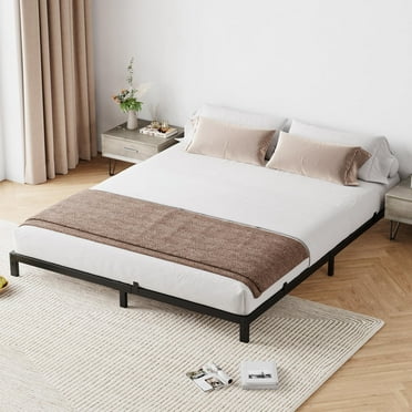 TROPOW Full Size Bed Frame,Low Profile Full Bed Frame, 6 Inch Heavy Duty Metal Full Size Platform Bed Frame with Steel Slat Support, No Box Spring Needed, Easy Assembly, Black