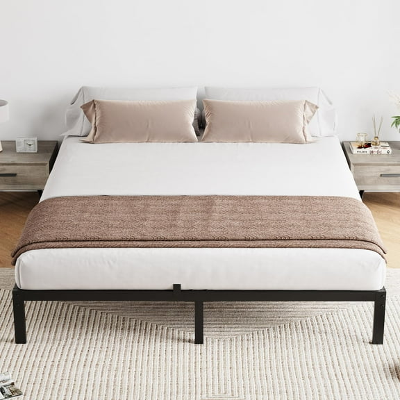 TROPOW Full Size Bed Frame,Low Profile Full Bed Frame, 8 Inch Heavy Duty Metal Full Size Platform Bed Frame with Steel Slat Support, No Box Spring Needed, Easy Assembly, Black