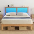 thumbnail image 1 of TROPOW Full Size Bed Frame,with Natural Rattan Headboard, Platform Bed Frame Queen Size with Storage Headboard, Mattress Foundation, Noise-Free, No Box Spring Needed, 1 of 8