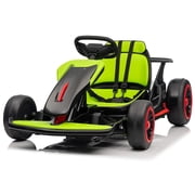 TROPOW Go Kart,for Kids, 24V Drift Kart with 2X200W Strong Motor, 7AH Big Battery, Electric Pedals, Electric Go Kart Outdoor Race Toy,Christmas Gift for Kids,Green