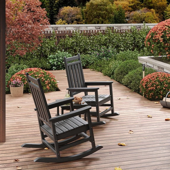 TROPOW HDPE Rocking Chair Outdoor- Poly High Back Porch Rocker Chairs ...