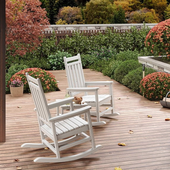 TROPOW HDPE Rocking Chair Outdoor- Poly High Back Porch Rocker Chairs ...