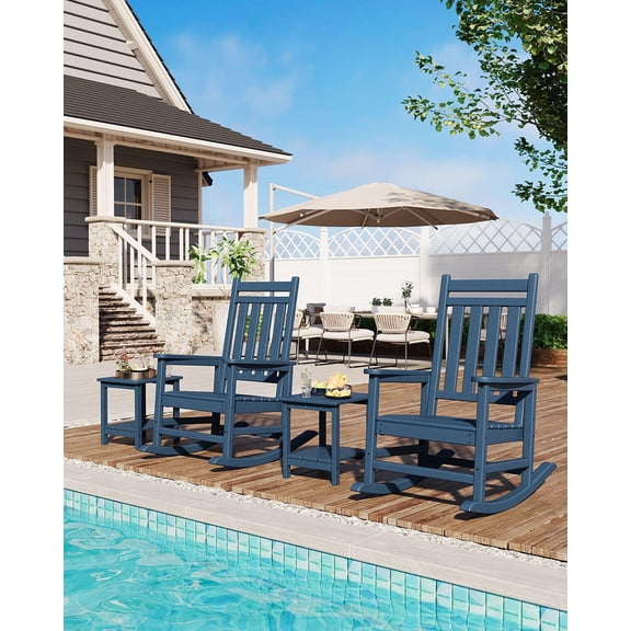 TROPOW HDPE Rocking Chair Outdoor- Poly High Back Porch Rocker Chairs for Adults - All Weather Resistant Furniture for Patio Front Porch