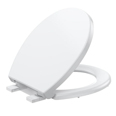 TROPOW Homfan Round Toilet Seat, Slow Soft Close Magnets Down Lock Quick Release, Quick Top Mount Toilet Seat White