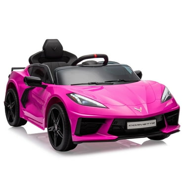 TROPOW Kids Cars Electric Ride On,12V Kids Ride on Car Licensed Corvette Battery Powered Car Toddles Electric Sports Car Toy with Remote Control, Visual Dashboard,Christmas Gift for Kids,Rose Red
