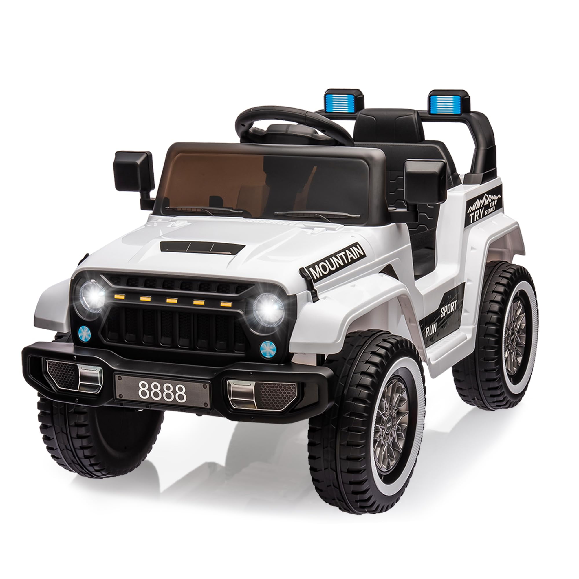 White 12V Kids Electric Ride-On Truck with Remote Control