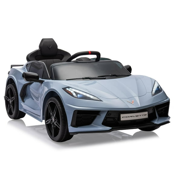 TROPOW Kids Cars Electric Ride On,12V Kids Ride on Car Licensed Corvette Battery Powered Car Toddles Electric Sports Car Toy with Remote Control, Visual Dashboard,Christmas Gift for Kids,Light White