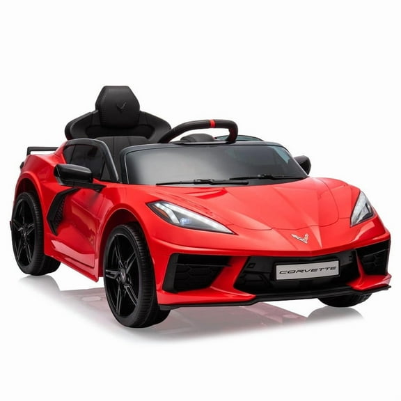 TROPOW Kids Cars Electric Ride On,12V Kids Ride on Car Licensed Corvette Battery Powered Car Toddles Electric Sports Car Toy with Remote Control, Visual Dashboard,Christmas Gift for Kids,Red