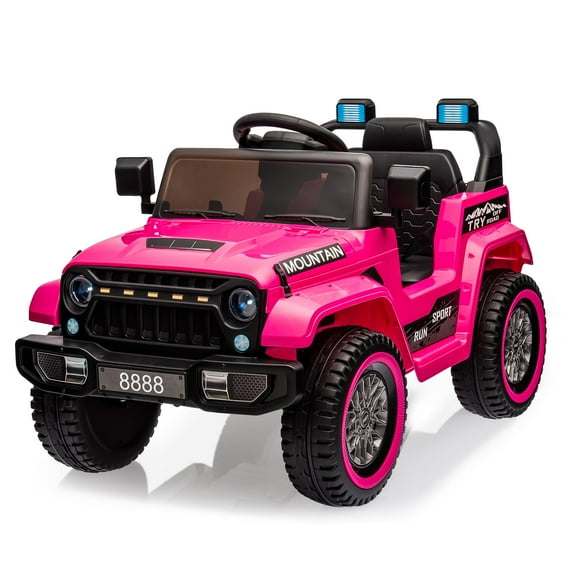 TROPOW Kids Cars Electric Ride On,12V Electric Ride-On Truck for Boys and Girls Off-Road SUV with Forward and Reverse Functions, Parental Remote Control, Safety Belt, Lights, and Music,Pink