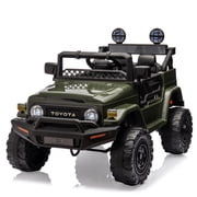 TROPOW Kids Cars Electric Ride On,Kids Ride On Car, Licensed Toyota 12V Ride On Truck Car, Battery Powered Electric Kids Car with Remote Control, Music, LED Lights, Safety Belt for Boys Girls,Green
