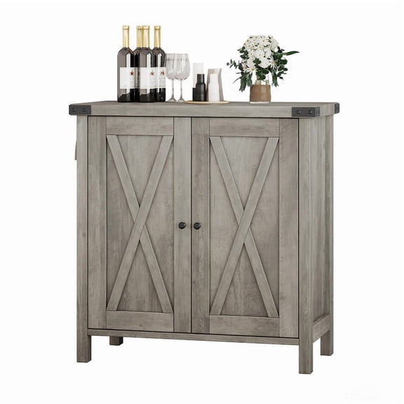 TROPOW Kitchen Storage Cabinets- 15.7" D x 30" W x 31.5" H Coffee Bar Cabinet, Console Table for Kitchen, Dining Room, Living Room – Sturdy Structure, Adjustable Shelf, Large Storage Space