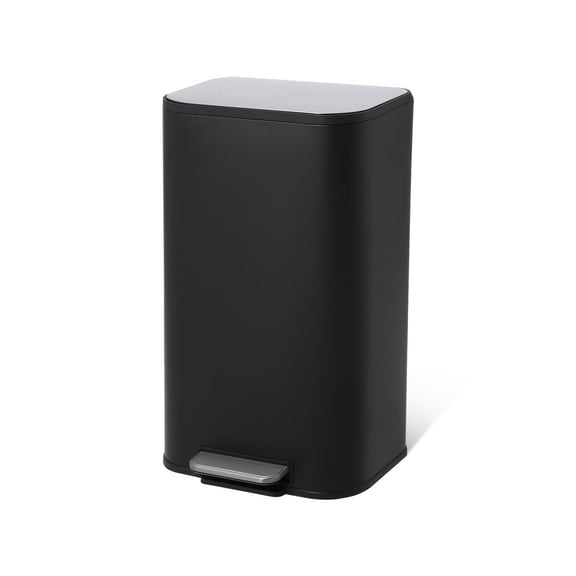 TROPOW Kitchen Trash Can,Stainless Steel Garbage Can with Lid, Step-On Pedal and Inner Bucket, Rectangular Trash Can for Home Kitchen Office Living Room