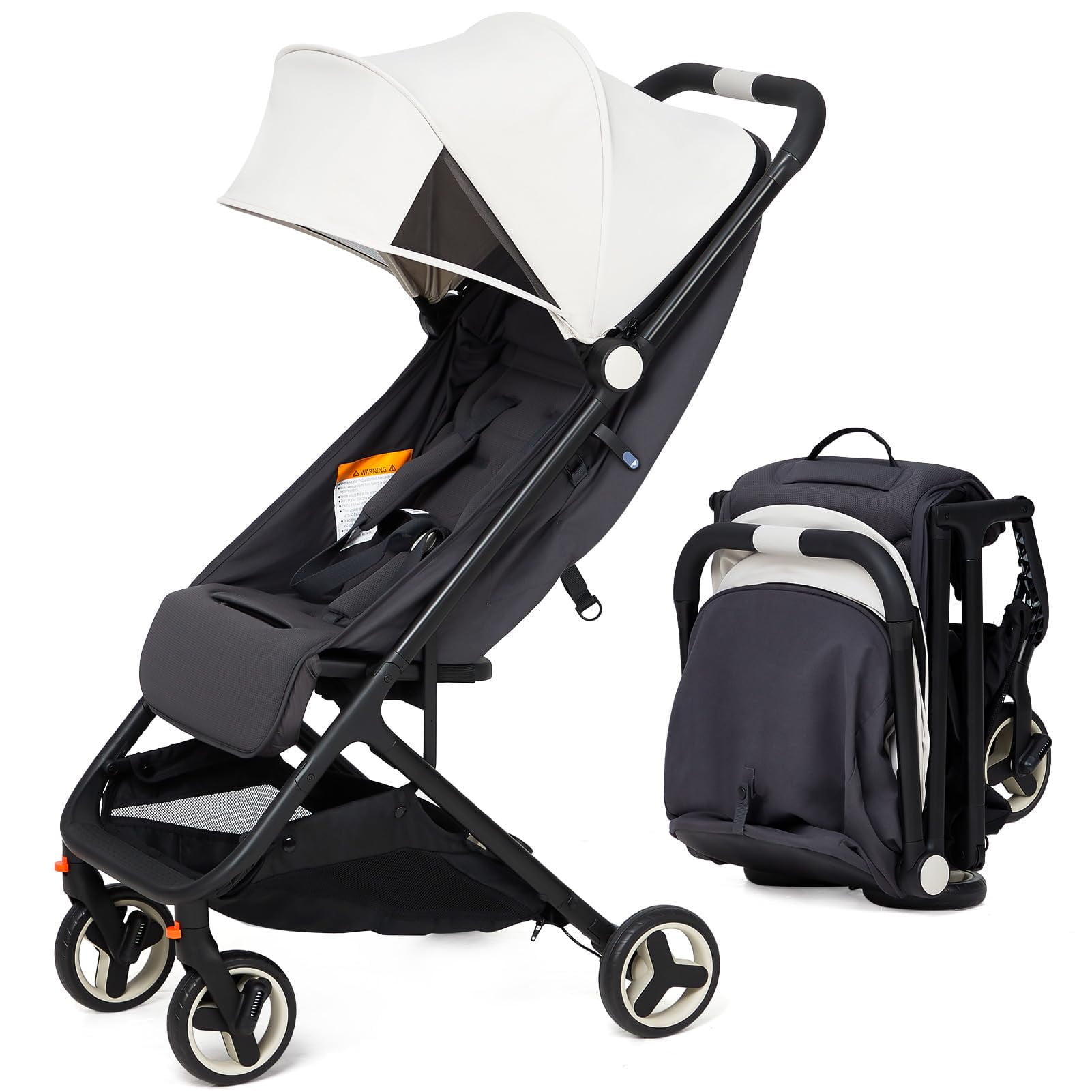 TROPOW Lightweight Stroller for Newborn, Compact Baby Stroller for Airplane with 5-Point Harness, Storage Basket, Travel Stroller for Toddler, Infant Stroller for Newborn with One-Hand Fold