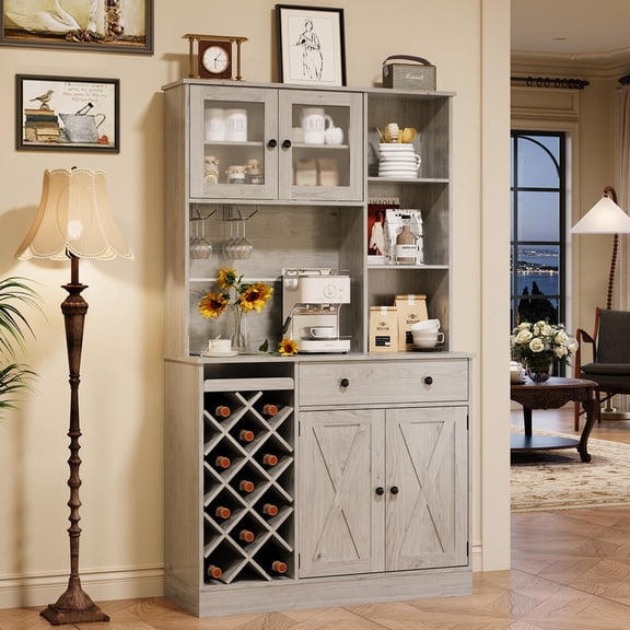 TROPOW MDF High Wine Cabinet Upper Layer Acrylic Double Door with Enhanced Durability, Elegant Design, Easy Maintenance, Spacious Storage, and Smooth Operation