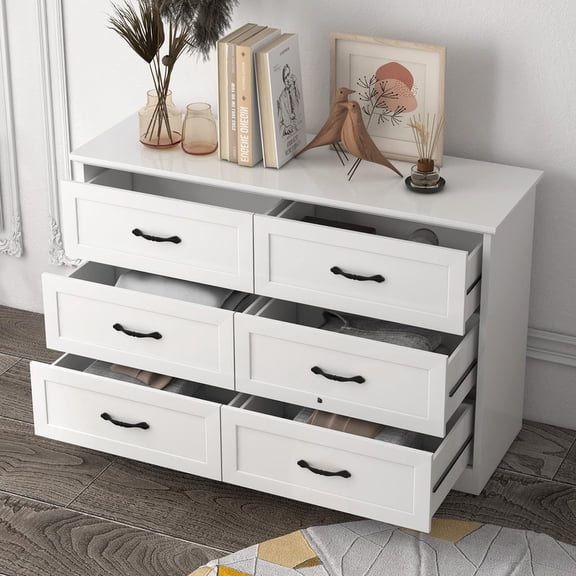 TROPOW Modern 6 Drawers Dresser, Chest of Drawers Closet Organizers and Storage Clothes, Modern Dressers for Closet Living Room, Kids Bedroom