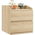thumbnail image 1 of TROPOW Nightstand with 2 Drawers, 23.6" Modern Bed Side Table 2 Drawers End Table w/Storage Bedside Table with Handle Free Design for Bedroom, Living Room, Curved Profile Design, Natural Wood, 1 of 7
