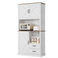 thumbnail image 1 of TROPOW Pantry Cabinet with 2 Drawers and Open Shelves, Tall Freestanding Kitchen Pantry Cabinet with Microwave Shelf, Kitchen Hutch for Dining Room, Kitchen, Living Room, White, 1 of 7