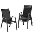 thumbnail image 1 of TROPOW Patio Chairs Set of 6, Outdoor Stackable Dining Chairs with Textilene Fabric, All-Weather Deck Stacking Chairs with High Back for Backyard Poolside Garden Balcony, Black, 1 of 8