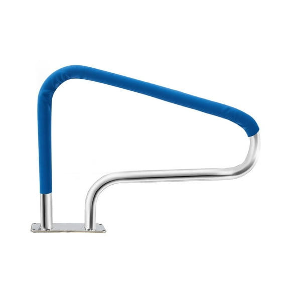 TROPOW Pool Handrail, 32"x 22.5" Pool Handle, 304 Stainless Steel Rated 375LBS Load Capacity, with Nylon Blue Grip Cover for Home Inground Swimming Pool Water Park, Quick Mount Accessories