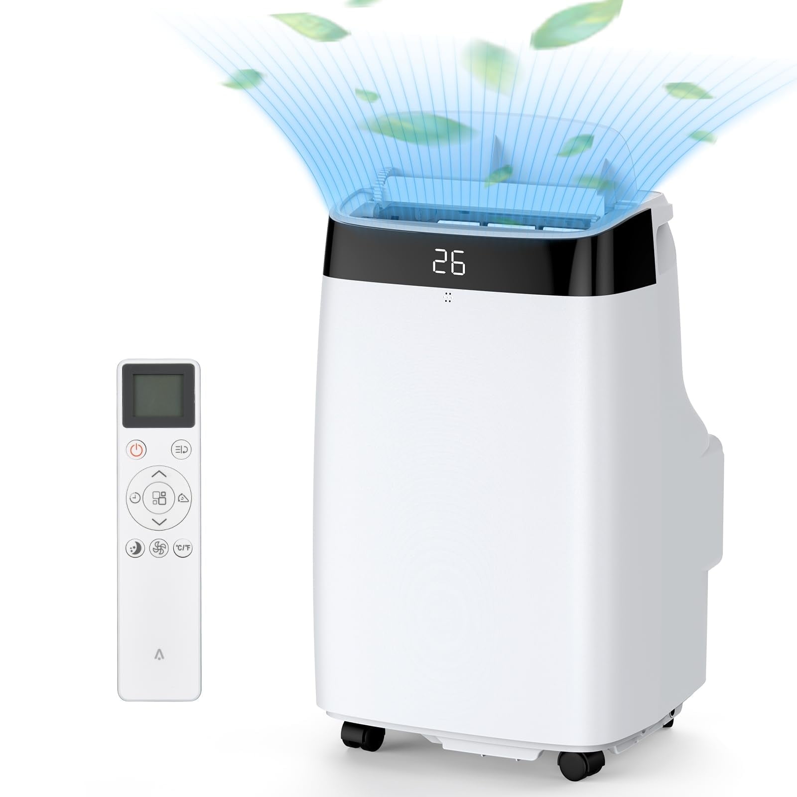 TROPOW Portable Air Conditioner,8000 BTU Air Conditioner Cools Rooms Up to 350 Sq.Ft with Portable AC Remote Control,Adjustable Cold Wind Speeds,LED Lights,Quiet Timer for Home/Office/Outdoor,White