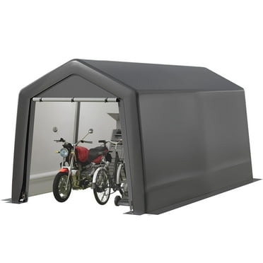 TROPOW Portable Shed, Outdoor Storage Shelter, 8x8x7.7 ft Heavy Duty Waterproof Storage Tent Sheds with Roll-up Zipper Door, for Motorcycle, Bike, Garden Tools