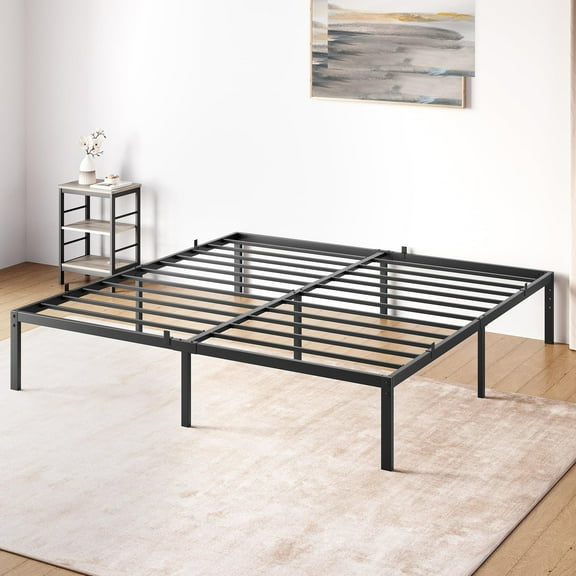 TROPOW Queen Bed Frame,Low Profile Quenn Bed Frame, 14 Inch Heavy Duty Metal Quenn Size Platform Bed Frame with Steel Slat Support, No Box Spring Needed, Easy Assembly, Black