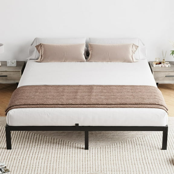 TROPOW Queen Bed Frame,Low Profile Quenn Bed Frame, 10 Inch Heavy Duty Metal Quenn Size Platform Bed Frame with Steel Slat Support, No Box Spring Needed, Easy Assembly, Black