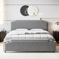 thumbnail image 1 of TROPOW Queen Bed Frame,Velvet Upholstered Platform Bed Frame with Rivet Headboard,with Strong Wood Slat Support, No Box Spring Needed, Easy Assembly (Grey), 1 of 7