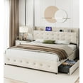 thumbnail image 1 of TROPOW Queen Size Bed Frame,Upholstered Platform Bed Frame with Trundle and 4 Storage Drawers,Bed Frame with Diamond Tufted Headboard,Wooden Slats Support,No Box Spring Needed,Easy Assembly,Beige, 1 of 10