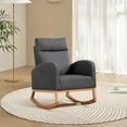 thumbnail image 1 of TROPOW Rocking Chair Nursery, Glider Rocking Chair with Solid Wood Legs, High Backrest Rocking Accent Chair, Modern Leisure Single Sofa with Side Pockets for Living Room, Bedroom,Gray, 1 of 8