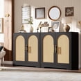 thumbnail image 1 of TROPOW Sideboard Buffet Cabinet - Credenza Storage with 4 Rattan Doors and Shelves, Modern Console Table Accent Coffee Bar Cabinet for Living Room, Kitchen, Hallway, Dining Room, Entryway, 1 of 7