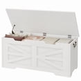 thumbnail image 1 of TROPOW Storage Chest,Wooden Storage Bench with Safety Hinge, Flip Top Blanket Chest Trunks, Supports 350 Lb, for Entryway, Living Room, Bedroom, 1 of 8