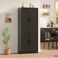 thumbnail image 1 of TROPOW Tall Pantry Cabinet, 60" Kitchen Storage Cabinet with 2 Doors & Adjustable Shelves, Freestanding Wooden Cupboard for Bathroom，Dining Room, Living Room, 1 of 9