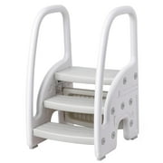 TROPOW Toddler Step Stool, Kids Step Stool with Handles Sides, Plastic 3 Step Stool for Bathroom Sink,Kitchen Counter,Toilet Potty Training, Stepping Standing Stool Helper Lightweight Non-Slip