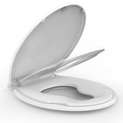 TROPOW Toilet Seat,Durable Round Toilet Seat with Toddler Seat Built in,Potty Training Toilet Seat Round Fits Both Adult and Child,with Soft Close,Never Loosen,Easy Install and Clean - White,Round