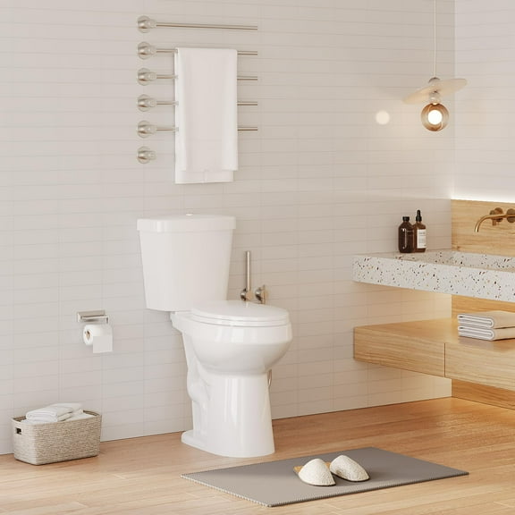 TROPOW Toilet, Two-Piece Toilet, ADA Toilet with Dual Flush, Elongated Toilets for Bathrooms with Soft Close Seat, Universal Height,White