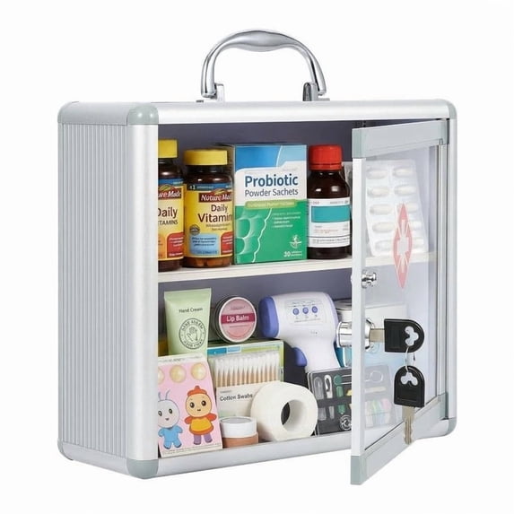 TROPOW Wall Mount Medicine Cabinet with Combination Lock and Handle ...