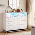 thumbnail image 1 of TROPOW Wide Dresser for Bedroom with Charging Station, 6 Drawer Dresser with LED Lights, Modern Large Capacity Storage Cabinet, Wood Dressers & Chests of Drawers Closet,White, 1 of 7