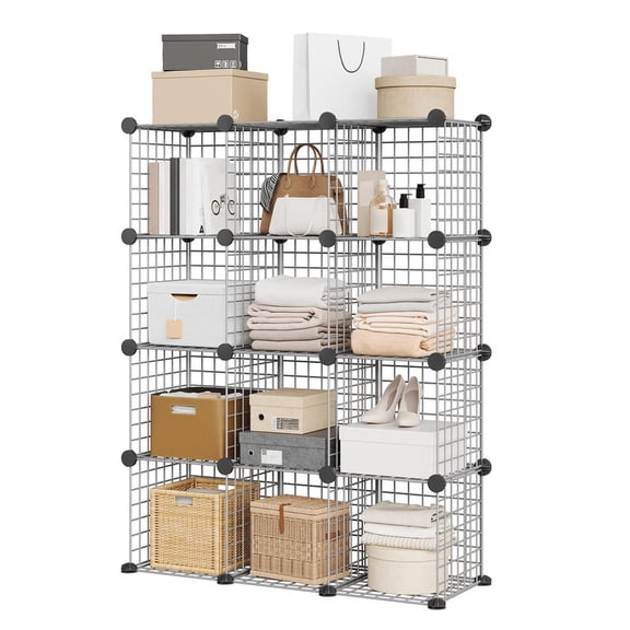 TROPOW Wire Cube Storage, 12-Cube Closet Organizer Storage, Modular Shelves Units, Storage Bins Shelving, for Bedroom, Office, Living Room