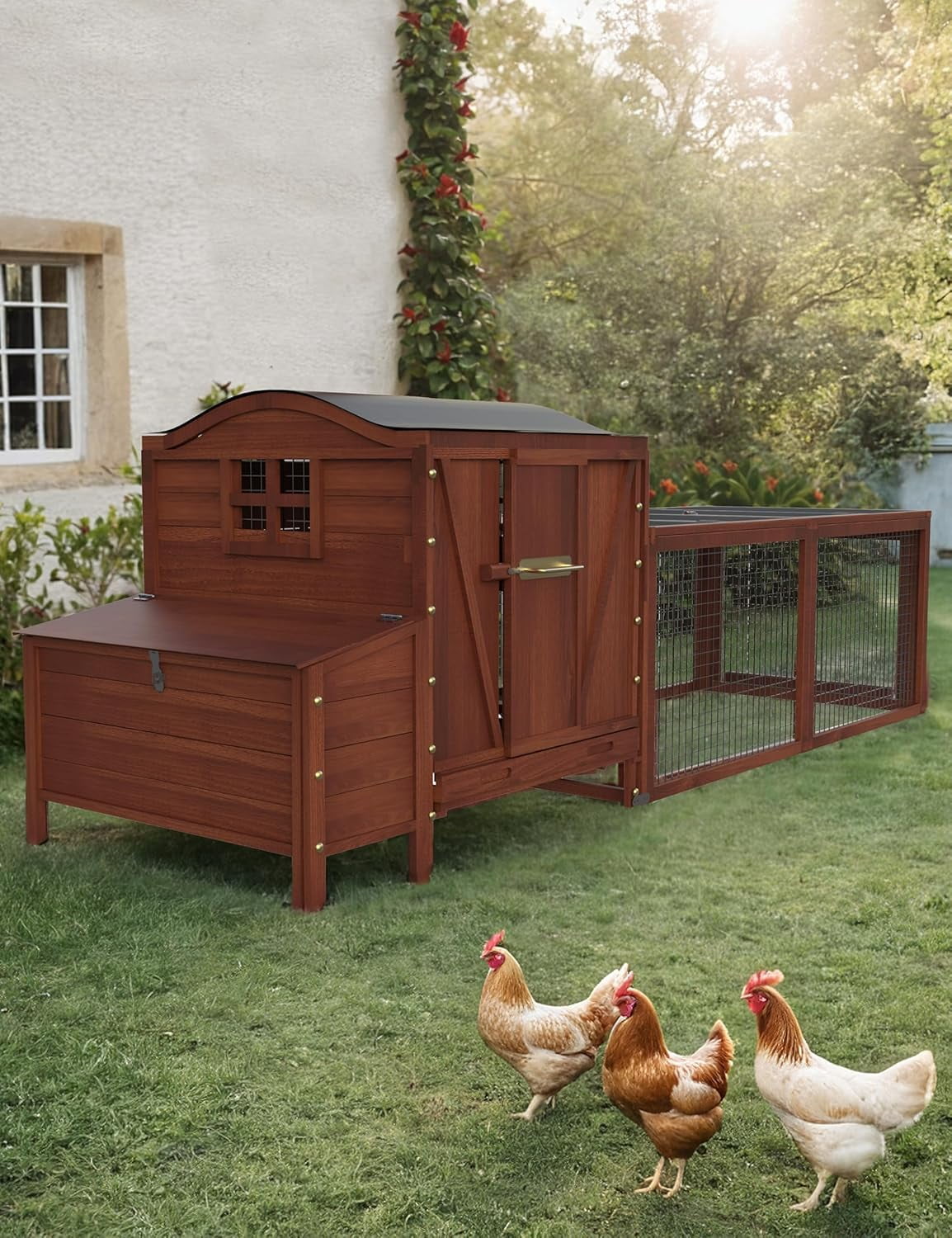Chicken Wire Ramp TROPOW Wooden Chicken Coop,106