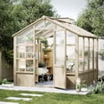TROPOW Wooden Greenhouse 8x8FT - Heavy Duty Outdoor Green House with ...