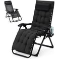 thumbnail image 1 of TROPOW Zero Gravity Chair, 29 Inch Padded Lounge Chair Indoor, Outdoor Reclining Chair w/Removable Cushion&Headrest, Upgraded Lock and Cup Holder, Folding Recliner for Camping, 440 lbs, Black, 1 of 7