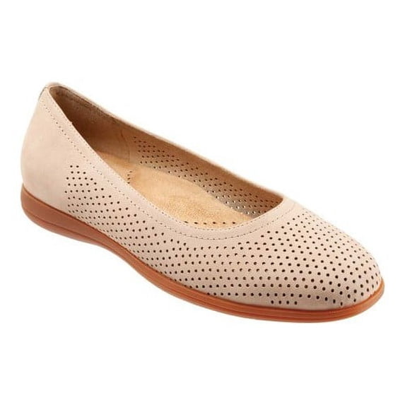 TROTTERS Womens Beige Perforated Removable Insole Cushioned Absorbs Impact Arch Support Non-Slip Darcey Wedge Slip On Leather Ballet Flats 9 M