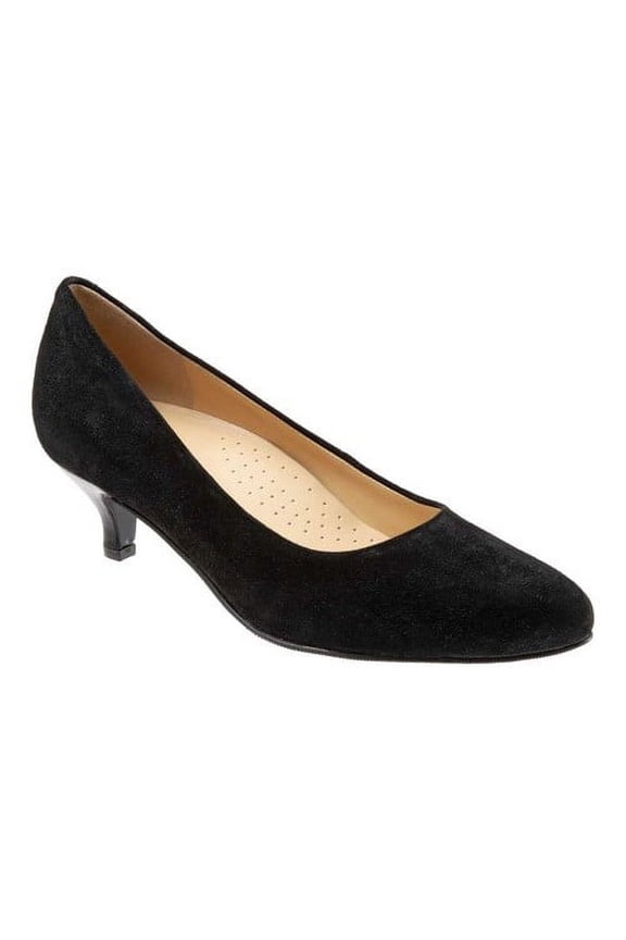 Womens Black Disinfectant Lining Arch Support Padded Kiera Pointed Toe Kitten Heel Slip On Leather Dress Pumps Shoes 7 W