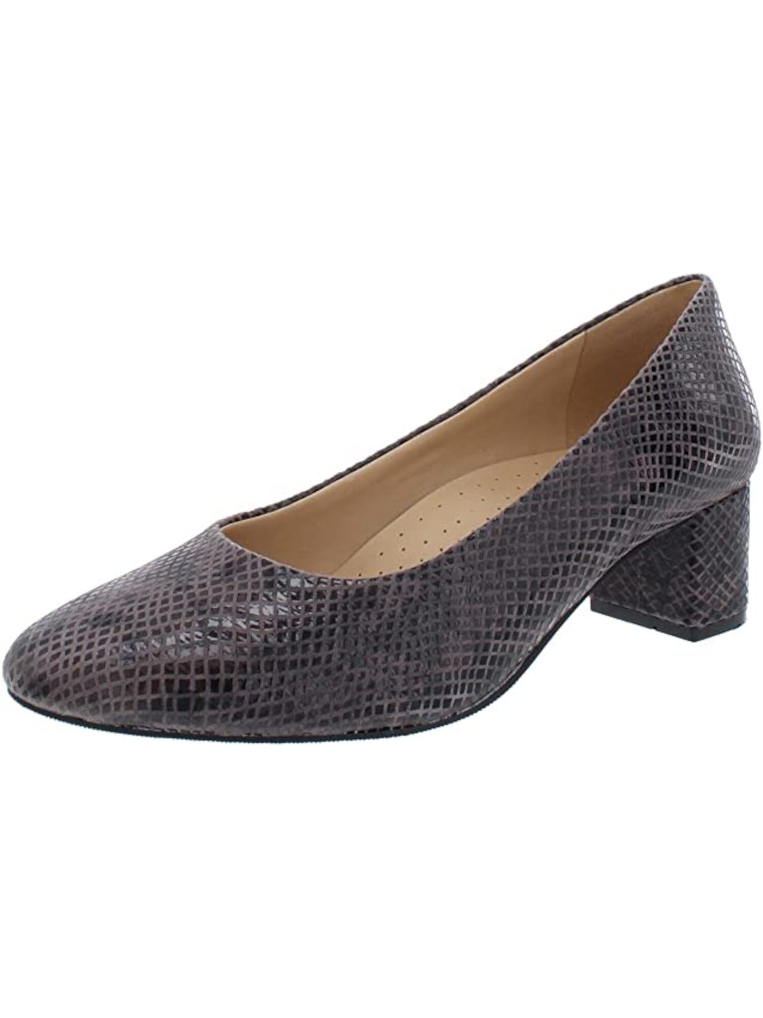 NATURALIZER Womens Brown Metallic Cushioned Perla Round Toe Block Heel Slip On Leather Loafers Shoes M main image 1
